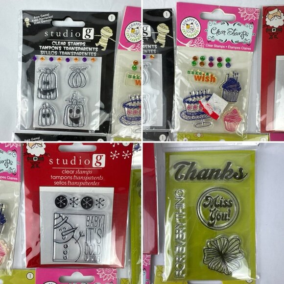 (8) Lot of Clear Stamps scrapbooking cards journal holidays NEW 27 stamps total - Picture 3 of 14